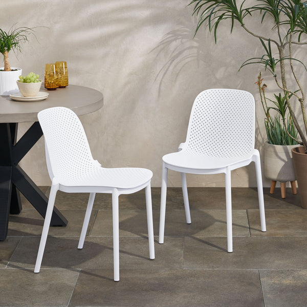 gdf studio Edenton Outdoor Modern Stacking Dining Chair (Set of 2)