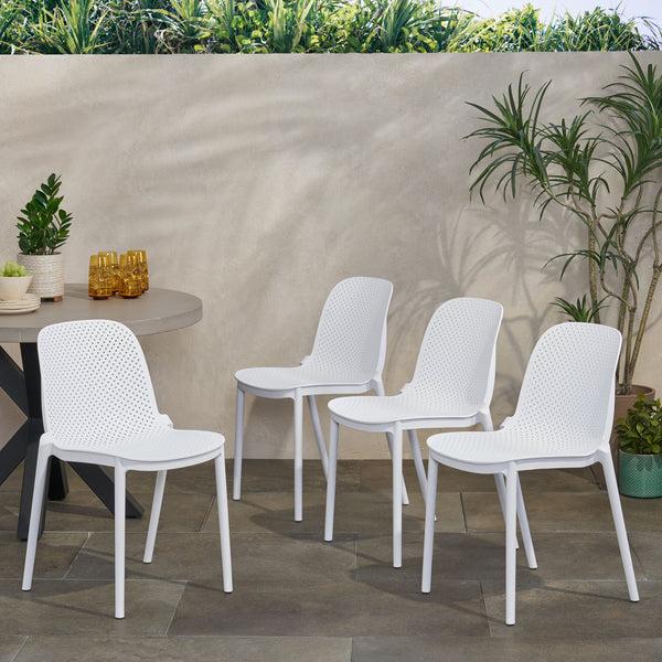 gdf studio Edenton Outdoor Modern Stacking Dining Chair (Set of 4)