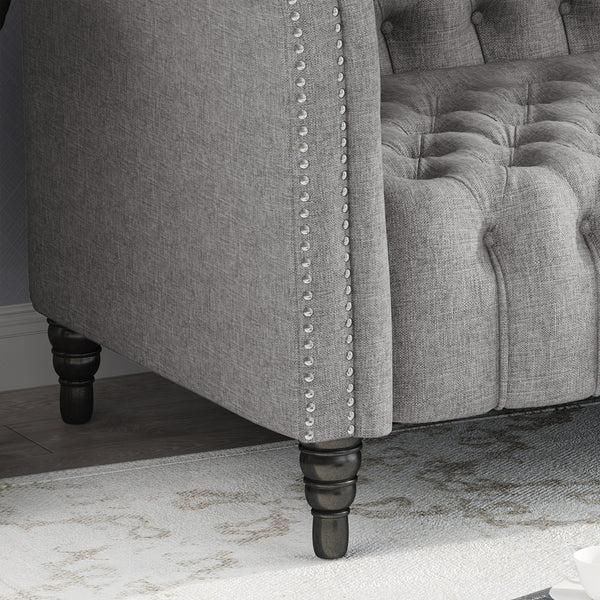 Gdf Studio Edgar Button Tufted Rolled Back Upholstered Sofa