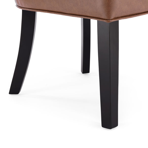 Gdf Studio Edgemoor Modern Industrial Faux Leather And Acacia Wood 5 Piece Dining Set Cognac Brown And Black