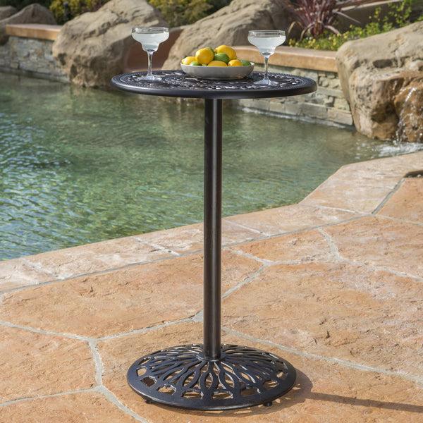 Gdf Studio Edmonson Outdoor Traditional Ornate Shiny Copper Metal Bar Table