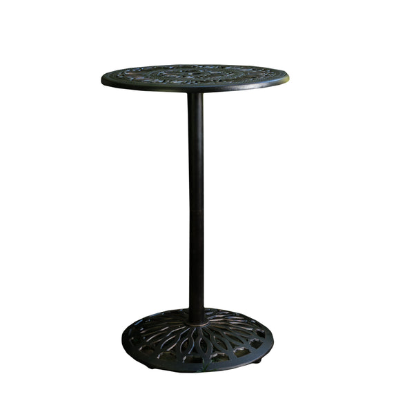 gdf studio Edmonson Outdoor Traditional Ornate Shiny Copper Metal Bar Table