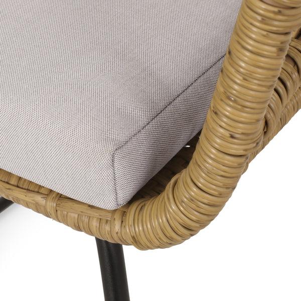 Gdf Studio Edson Outdoor Wicker 2 Seater Chat Set With Cushion Light Brown Beige And Black