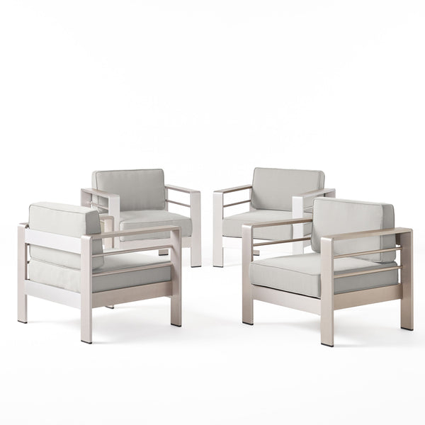 gdf studio Edward Coral Outdoor Aluminum Club Chairs with Cushions (Set of 4)