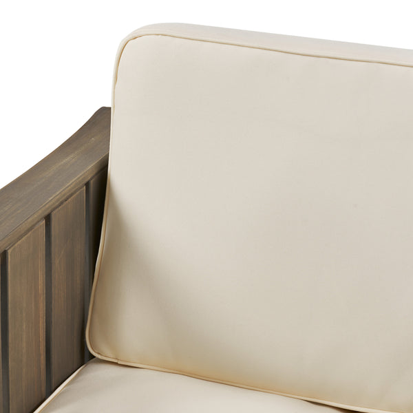 Gdf Studio Edward Outdoor Acacia Wood Club Chair With Cushion