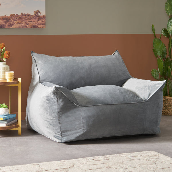 Gdf Studio Ehlen Modern Velveteen Bean Bag Chair With Armrests