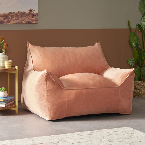 gdf studio Ehlen Modern Velveteen Bean Bag Chair with Armrests