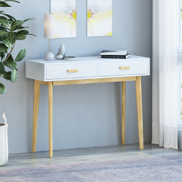 Gdf Studio Eila Mid-Century Modern 2 Drawer Console Table