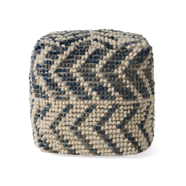 gdf studio Ekrem Boho Wool and Cotton Large Ottoman Pouf