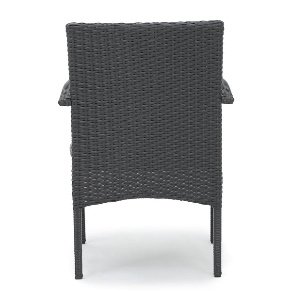 Gdf Studio El Capitan Outdoor Grey Wicker Dining Chairs With Cushions (Set Of 2)