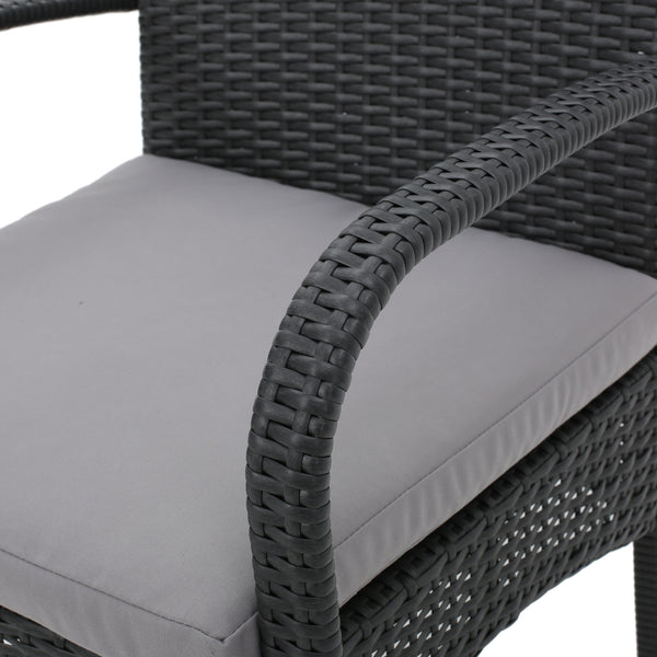 Gdf Studio El Capitan Outdoor Grey Wicker Dining Chairs With Cushions (Set Of 2)