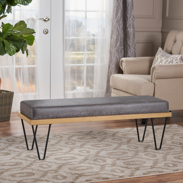 Gdf Studio Elaina Industrial Modern Microfiber Bench