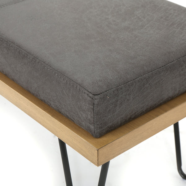 Gdf Studio Elaina Industrial Modern Microfiber Bench