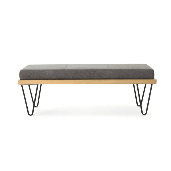 gdf studio Elaina Industrial Modern Microfiber Bench
