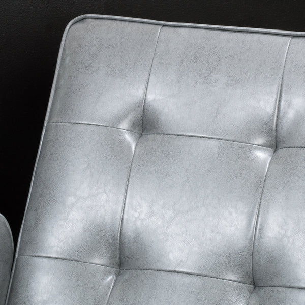 Gdf Studio Elan Contemporary Tufted Dark Gray Bonded Leather Recliner With Tapered Legs