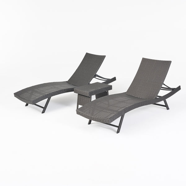 gdf studio Eliana Outdoor 3 Piece Wicker Chaise Lounge Set