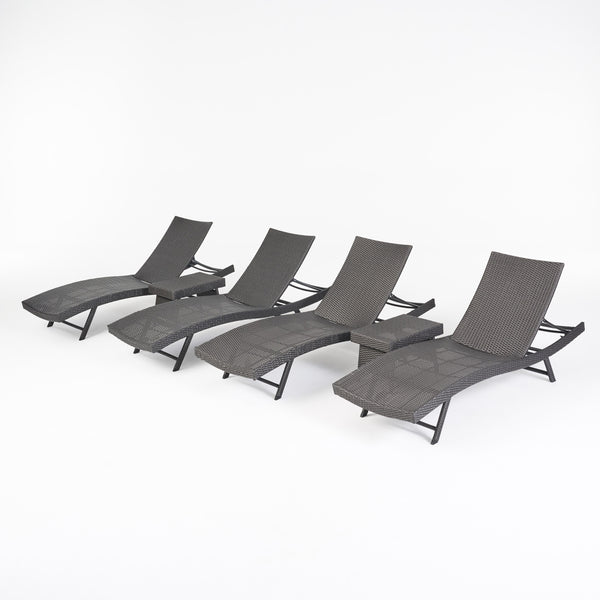 gdf studio Eliana Outdoor 6 Piece Wicker Chaise Lounge Set