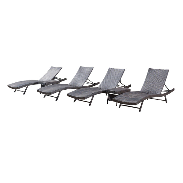 Gdf Studio Eliana Outdoor 6pc Brown Wicker Chaise Lounge Chairs Set
