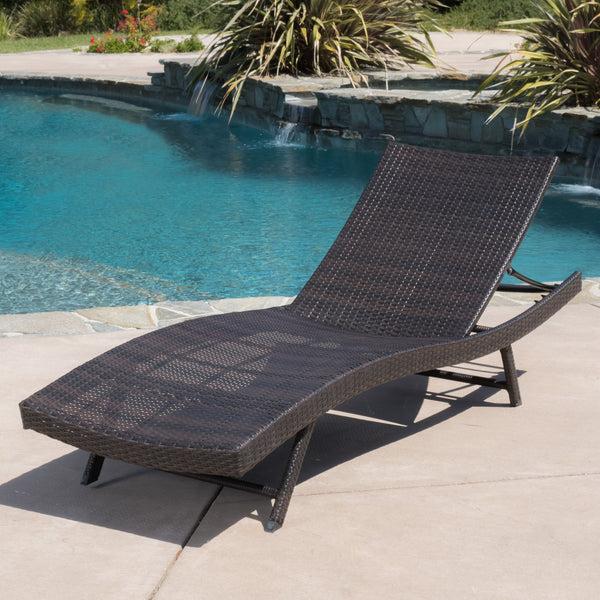 Gdf Studio Eliana Outdoor 6pc Brown Wicker Chaise Lounge Chairs Set