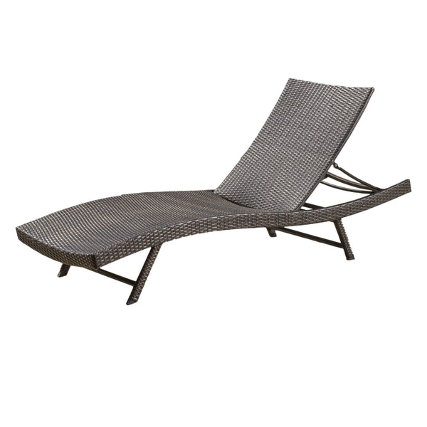Gdf Studio Eliana Outdoor Brown Wicker Adjustable Chaise Lounge Chair