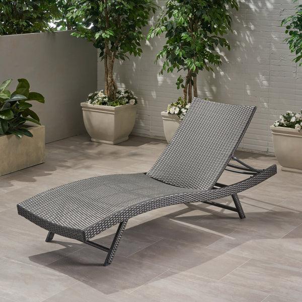 Gdf Studio Eliana Outdoor Gray Wicker Chaise Lounge