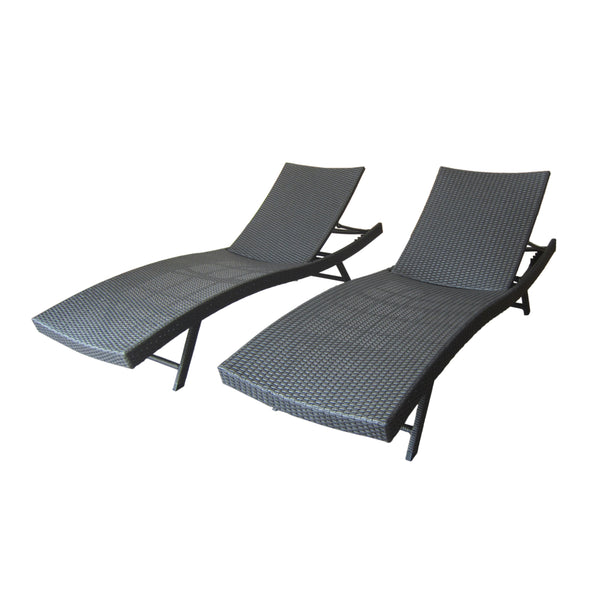 Gdf Studio Eliana Outdoor Gray Wicker Chaise Lounge