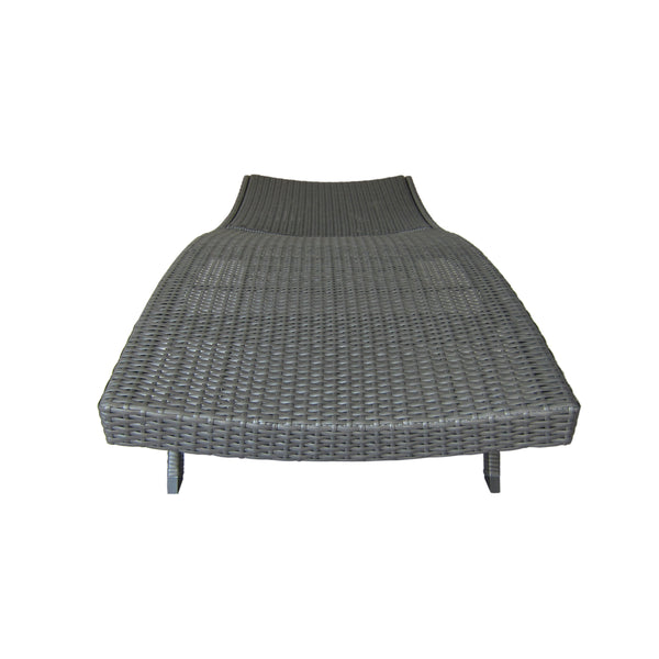 gdf studio Eliana Outdoor Gray Wicker Chaise Lounge