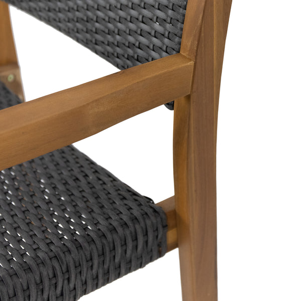 Gdf Studio Eliani Outdoor Acacia Wood Barstools With Wicker (Set Of 4)