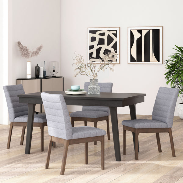 Gdf Studio Elisson Mid Century Modern Channel Stitch Dining Chairs Set Of 4