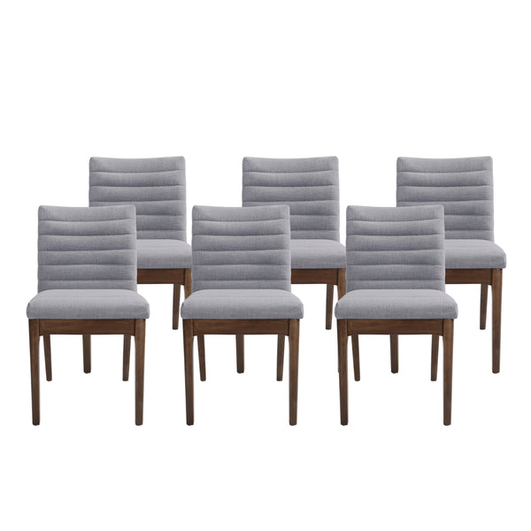 Gdf Studio Elisson Mid Century Modern Channel Stitch Dining Chairs Set Of 6