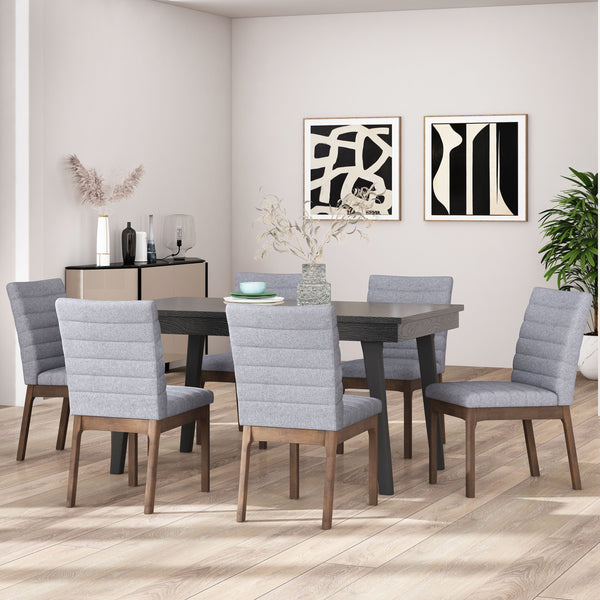 Gdf Studio Elisson Mid Century Modern Channel Stitch Dining Chairs Set Of 6