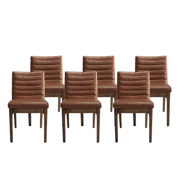 gdf studio Elisson Mid Century Modern Channel Stitch Dining Chairs Set of 6