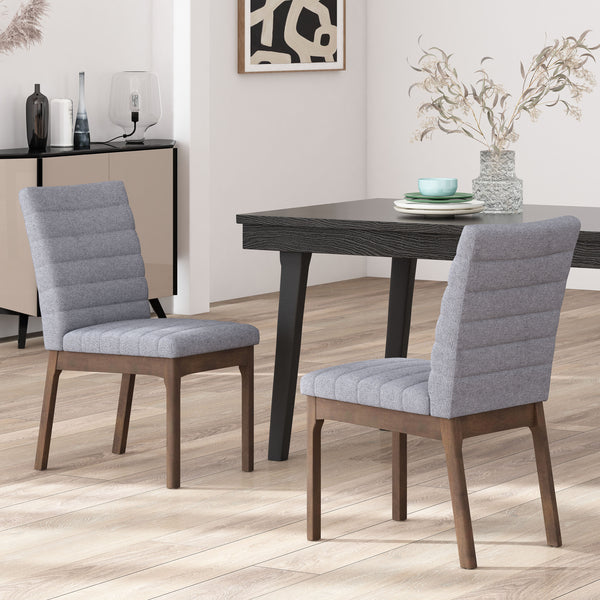 Gdf Studio Elisson Mid Century Modern Channel Stitch Dining Chairs Set Of 2