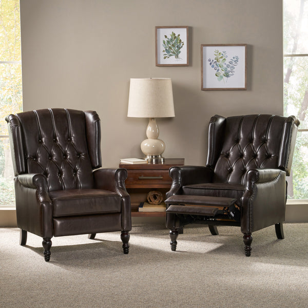 Gdf Studio Elizabeth Contemporary Tufted Bonded Leather Recliner (Set Of 2)