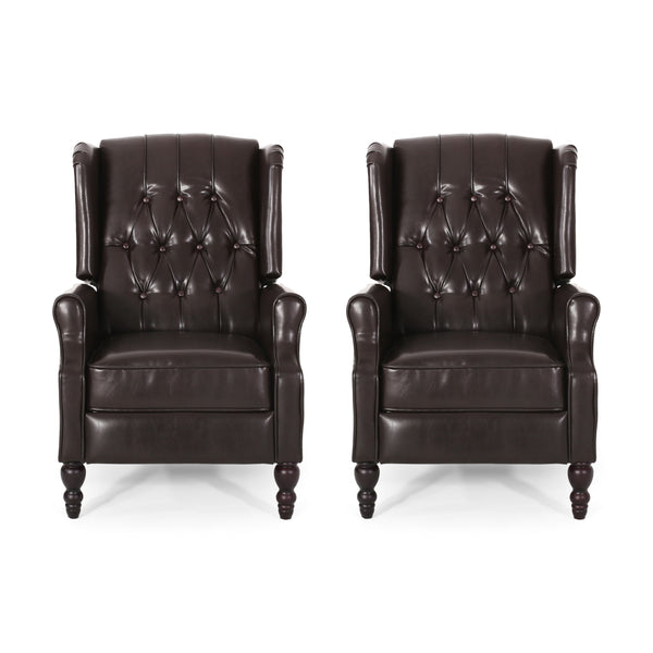 gdf studio Elizabeth Contemporary Tufted Bonded Leather Recliner (Set of 2)