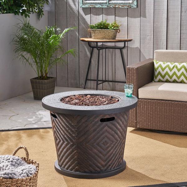 Gdf Studio Elizabeth Outdoor 32" Circular Light Weight Concrete Fire Pit - 40 000 BTU
