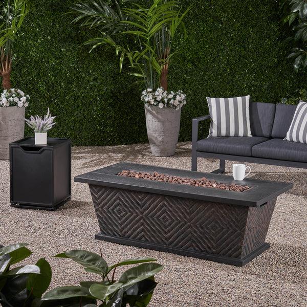 Gdf Studio Elizabeth Outdoor 56" Rectangular Light Weight Concrete Fire Pit - 50000 Btu