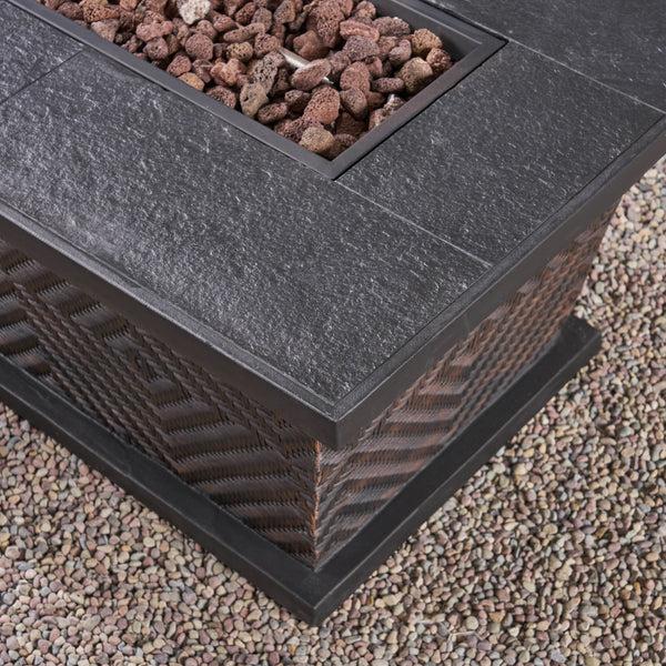 Gdf Studio Elizabeth Outdoor 56" Rectangular Light Weight Concrete Fire Pit - 50000 Btu