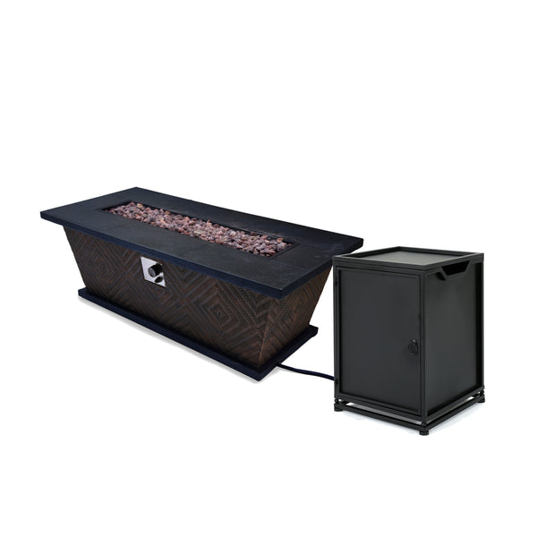 gdf studio Elizabeth Outdoor 56" Rectangular Light Weight Concrete Fire Pit - 50000 Btu