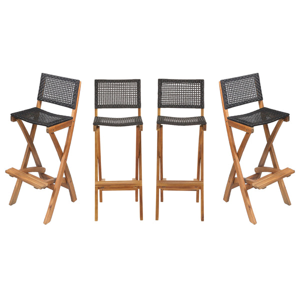 Gdf Studio Elizabeth Outdoor Folding Acacia Wood Barstools (Set Of 4)