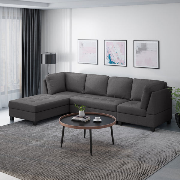 Gdf Studio Ellawyn Contemporary 4 Seater Fabric Sectional