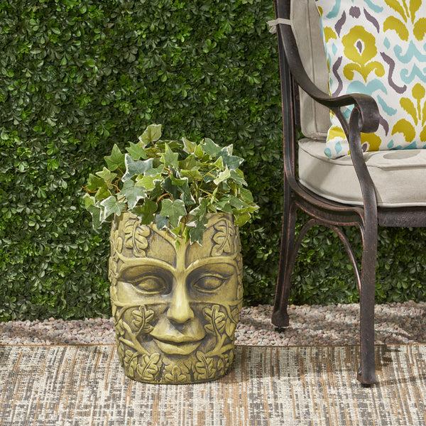 Gdf Studio Elliott Outdoor Green Man Tiki Urn Antique Green Finish