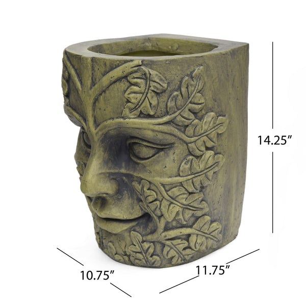 Gdf Studio Elliott Outdoor Green Man Tiki Urn Antique Green Finish