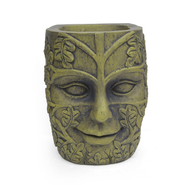 gdf studio Elliott Outdoor Green Man Tiki Urn Antique Green Finish