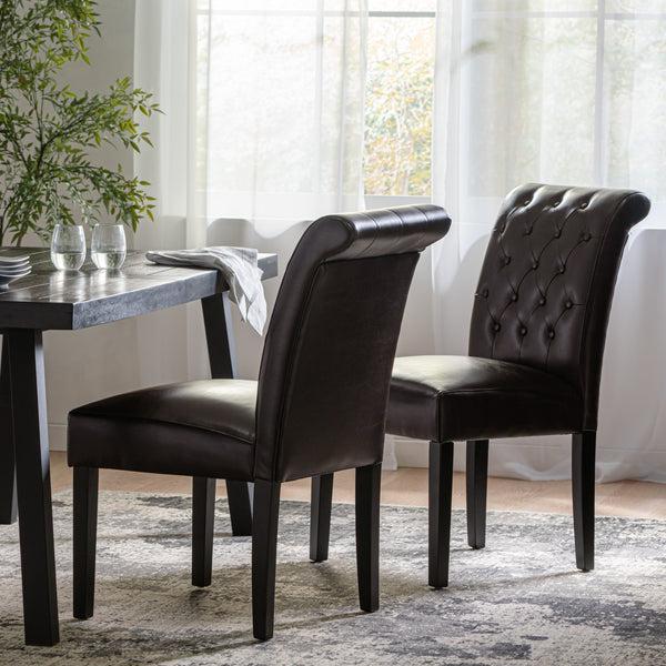 Gdf Studio Elliston Leather Tufted Dining Chairs (Set Of 2)