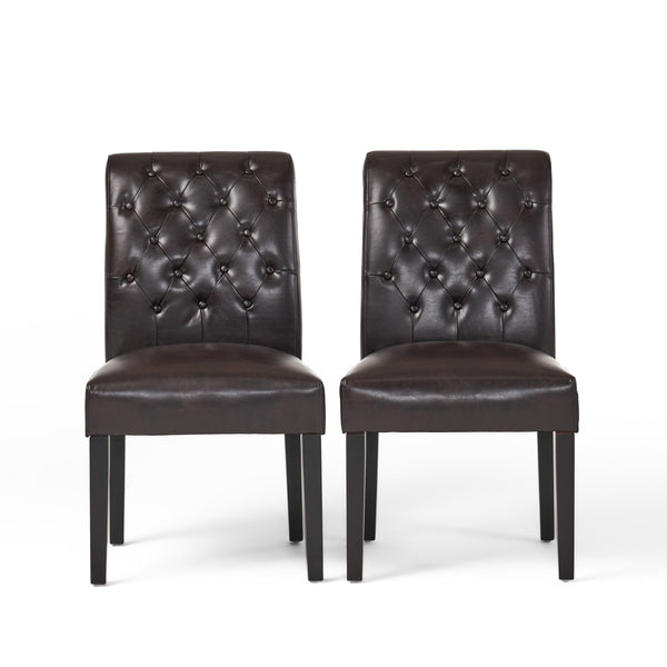 gdf studio Elliston Leather Tufted Dining Chairs (Set of 2)