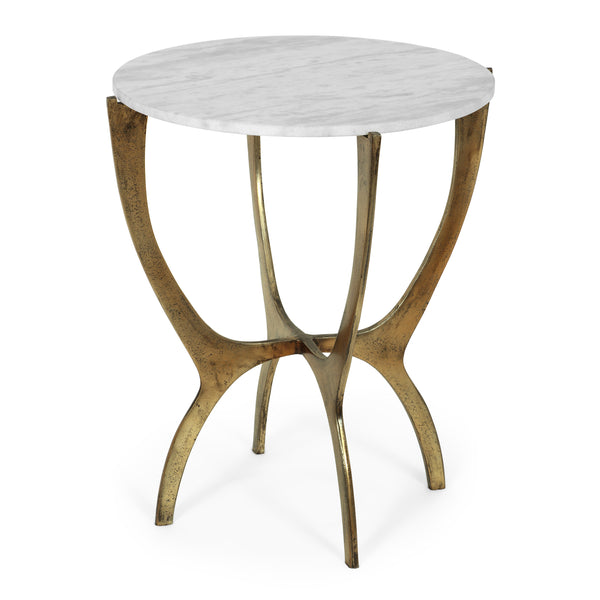 gdf studio Elon Boho Glam Handcrafted Marble Top Side Table