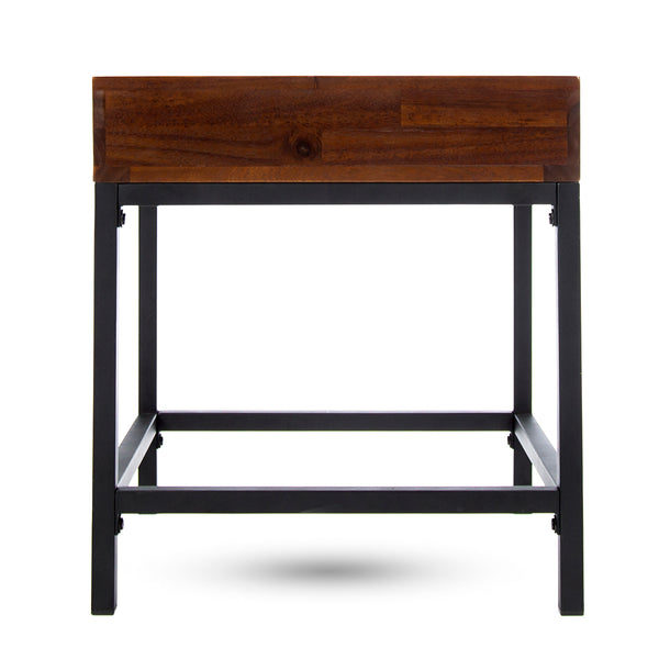 gdf studio Elrod Industrial Dark Oak Acacia Wood Storage Side Table