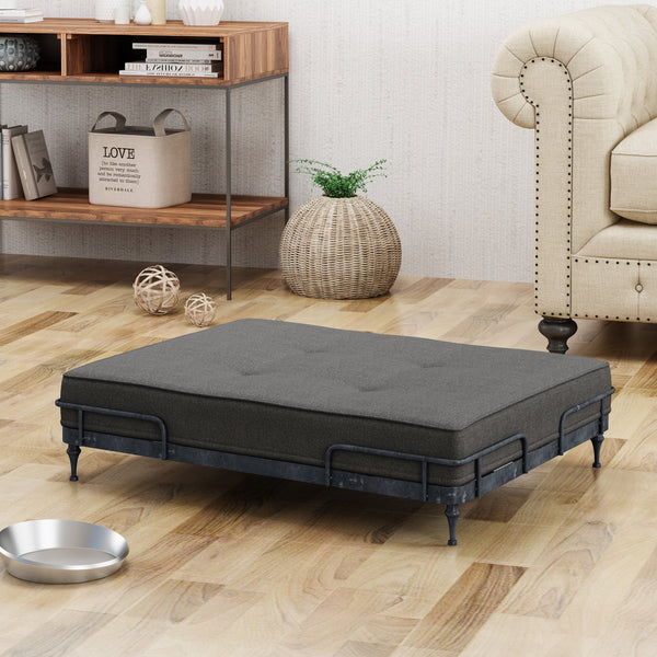 Gdf Studio Elvis Industrial Pet Bed Dark Gray And Brushed Gray