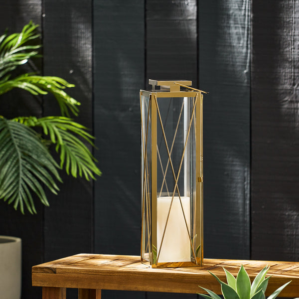 gdf studio Elwick 22" Modern Stainless Steel Lantern